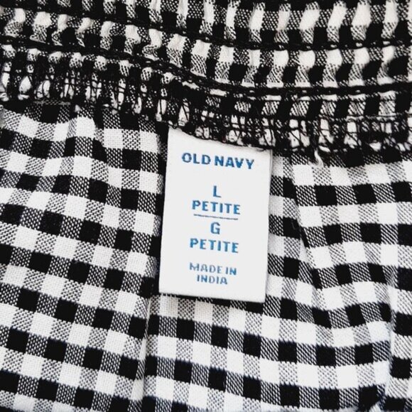 OLD NAVY | Tiered Gingham Swing Mini Dress w Pockets Babydoll Checkered B&W L P - Picture 12 of 16